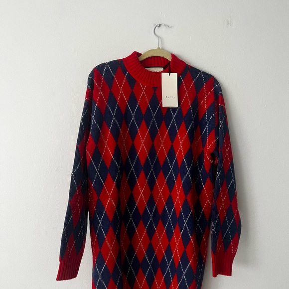 Gucci Argyle Jacquard Sweater Dress - Picture 4 of 10